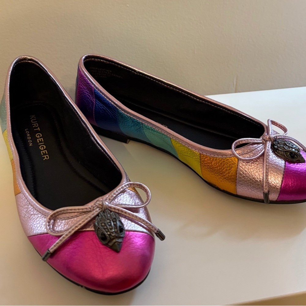 Kurt Geiger Pink, Purple, and Orange Flats - Picture 2 of 5